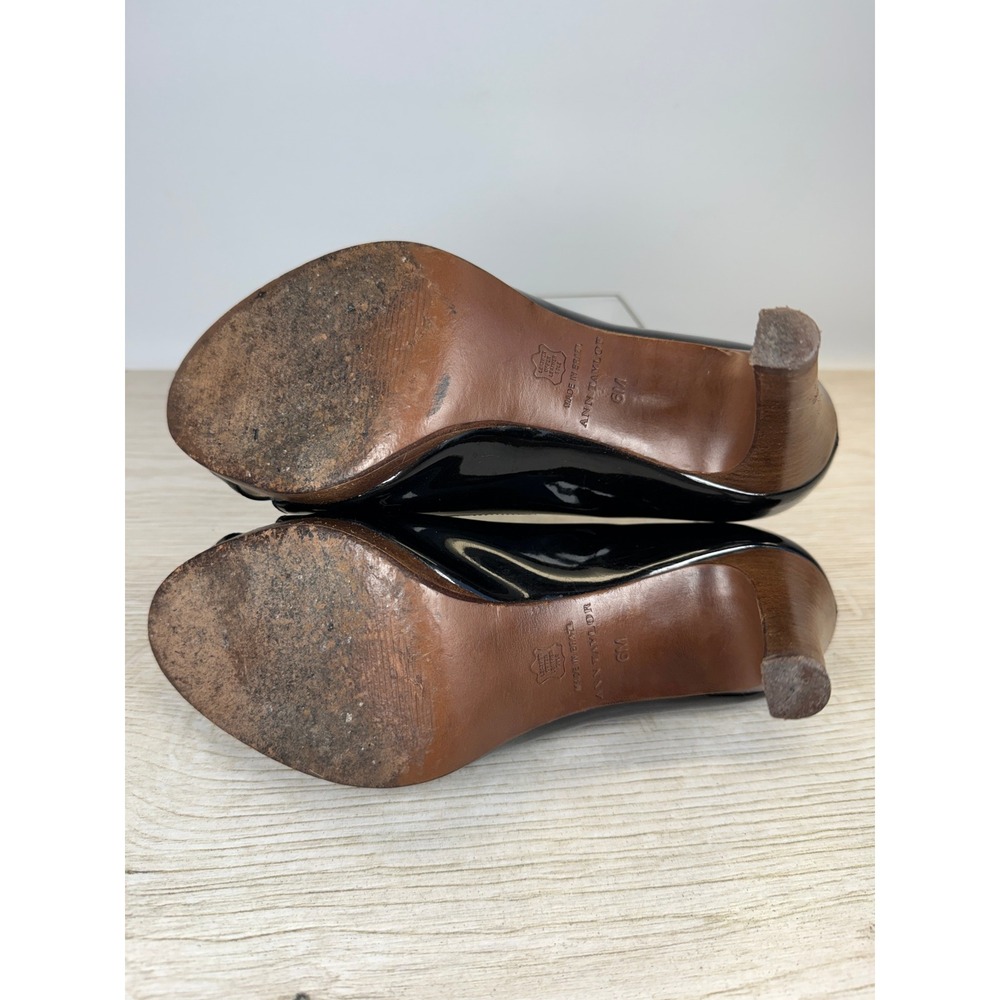 Y2K Ann Taylor Black Patent‎ Leather Peep Toe Criss Cross Platform Pumps 6M - Picture 7 of 9